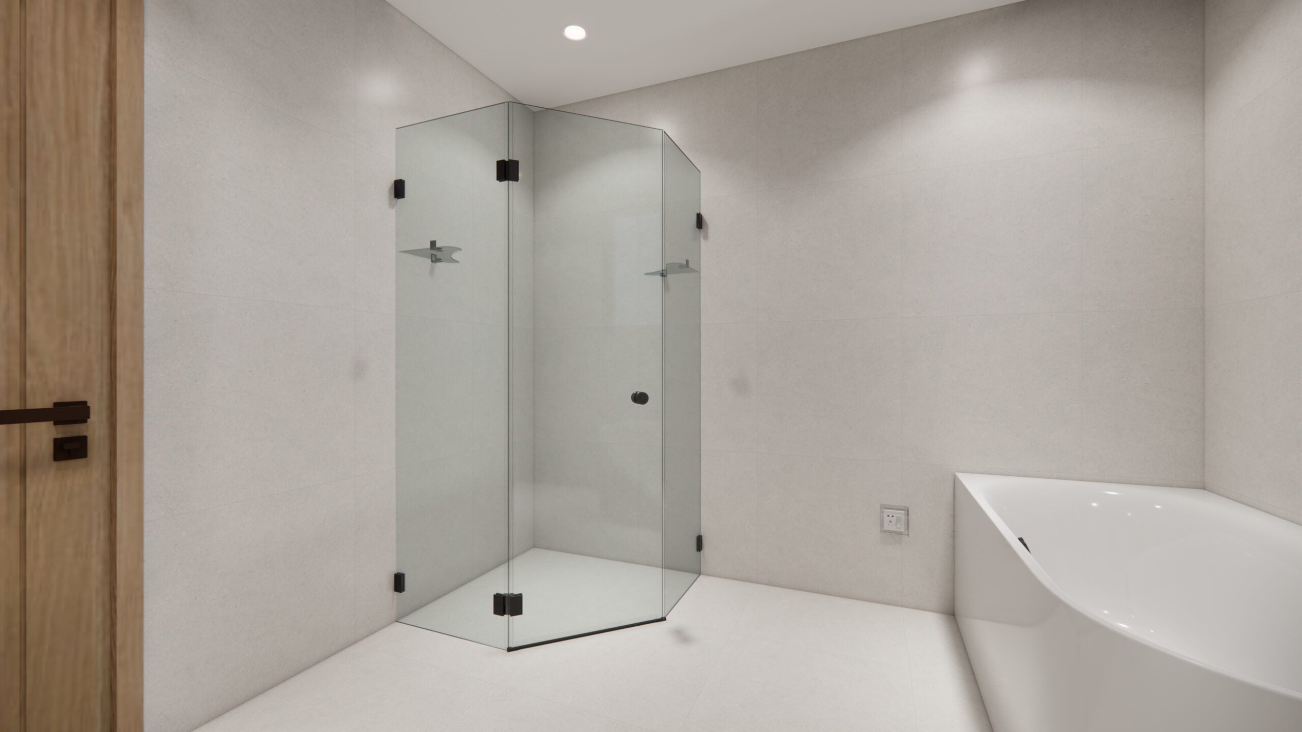 Sunny Frameless Diamond Pivot Door Shower Screen 900–1200×1900mm — Knob Handle