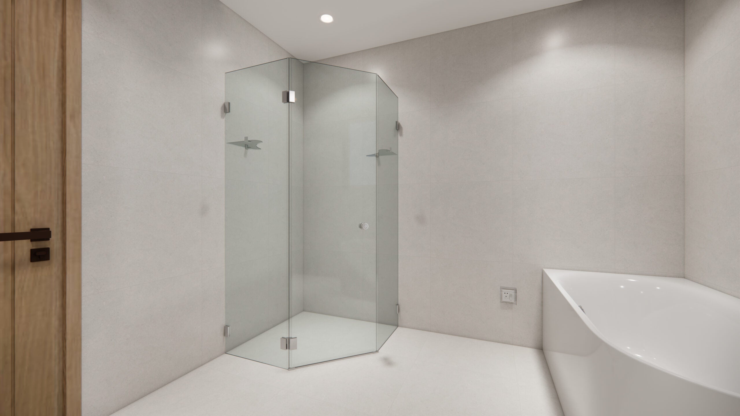 Sunny Frameless Diamond Pivot Door Shower Screen 900–1200×1900mm — Knob Handle