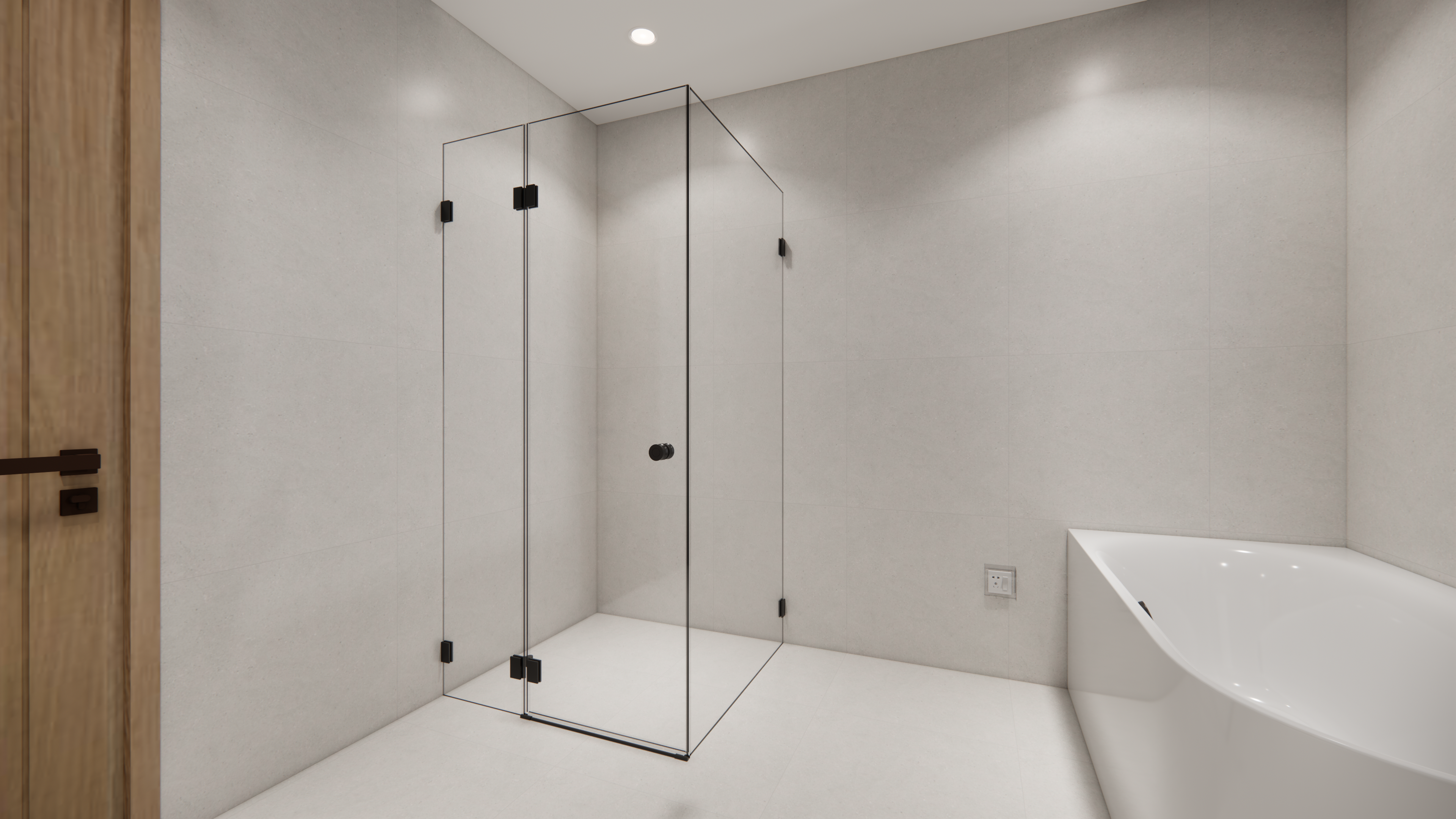 Sunny Ultra Clear Square Frameless Pivot Door Shower Screen 800–1200×2000mm —Knob Handle