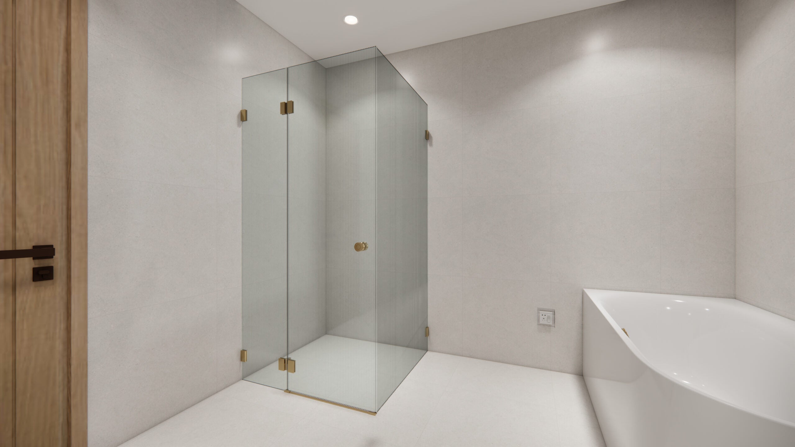 Sunny Rectangular Frameless Pivot Door Shower Screen 800–1200×2000mm Tempered Narrow Reed Glass