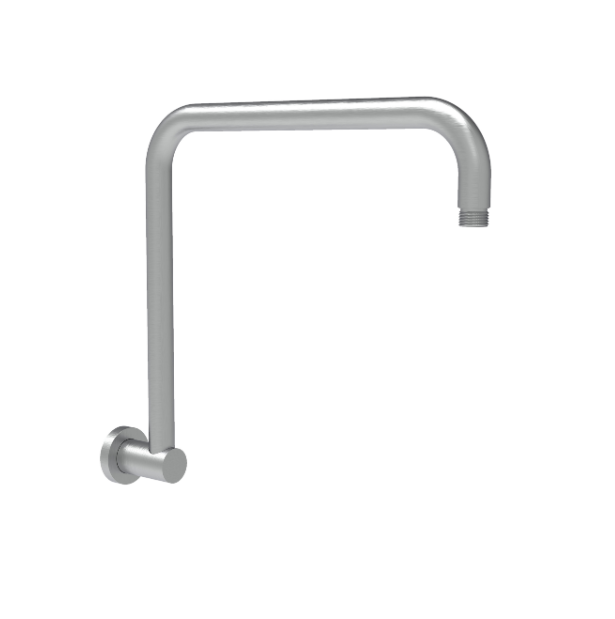 ACL Round Rectangle Curved Shower Arm  | Chrome, Gun Metal, Brushed Nickel, Matt Black, Brushed Gold