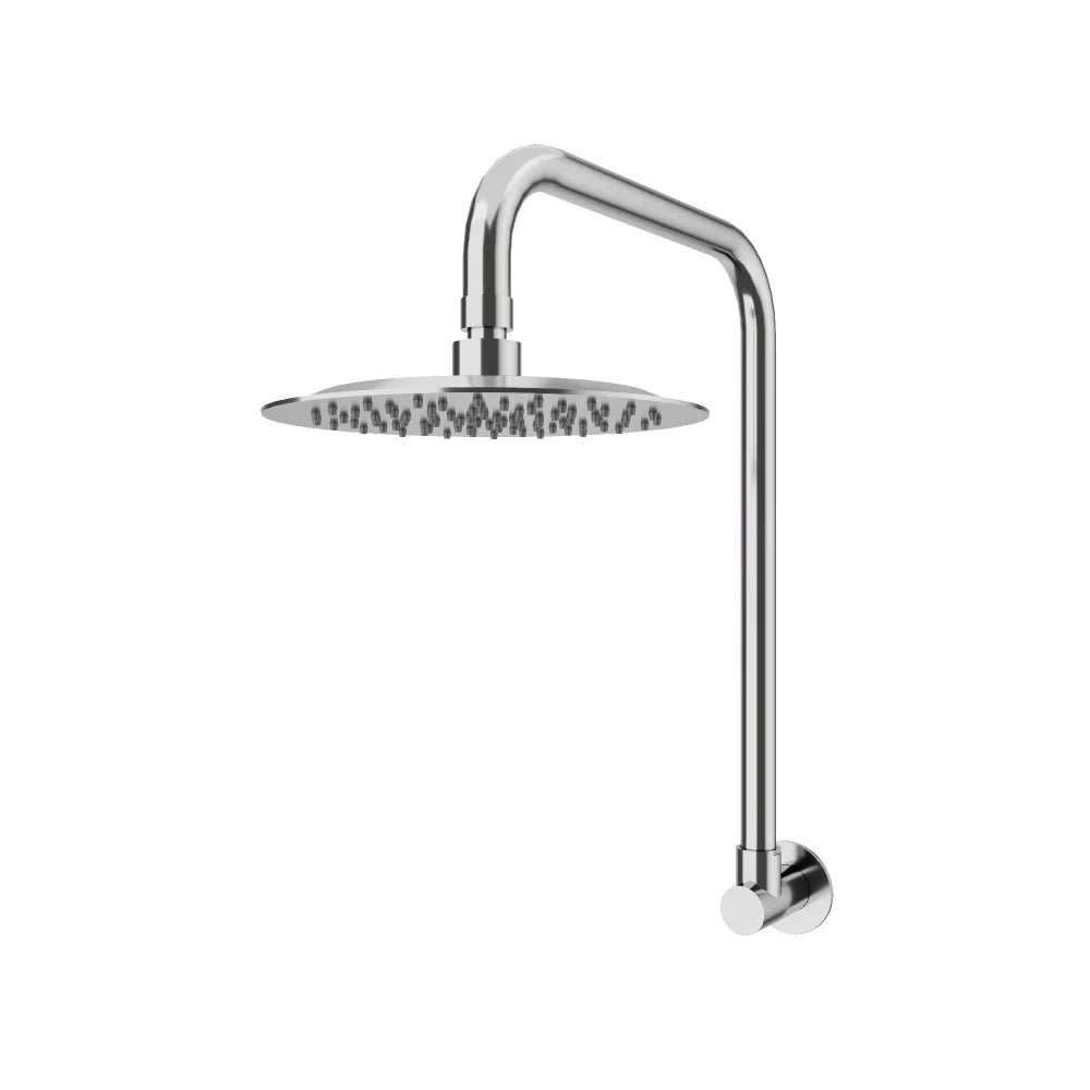 Chrome AMOZA 200mm Gooseneck Arm Shower Set WELS S18939 on a white background