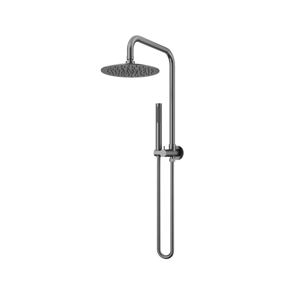 Gun Metal AMOZA Twin Shower Set with Diverter on a white background