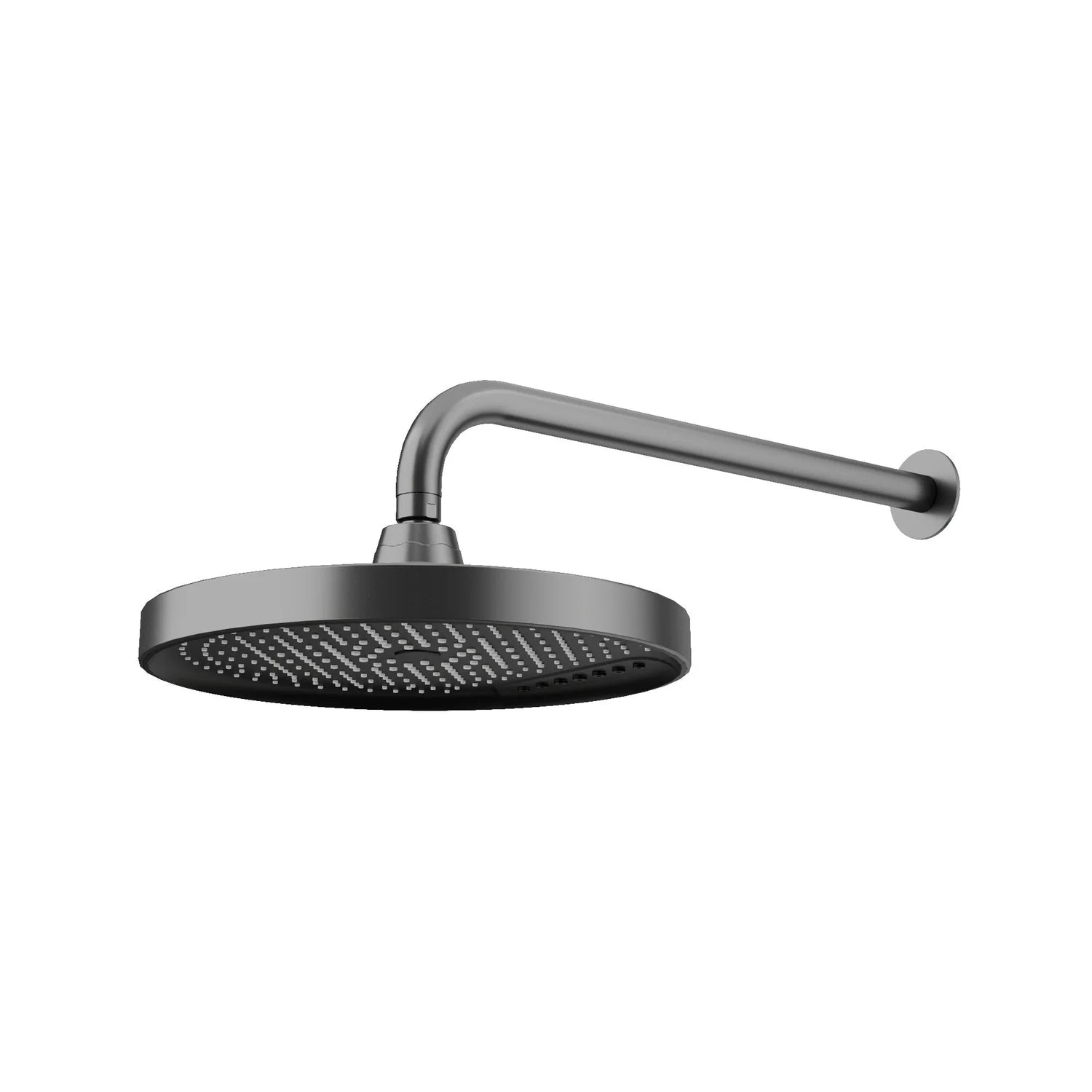 Gun Metal AMOZA 300mm Dual Mode Curved Shower Set on a white background