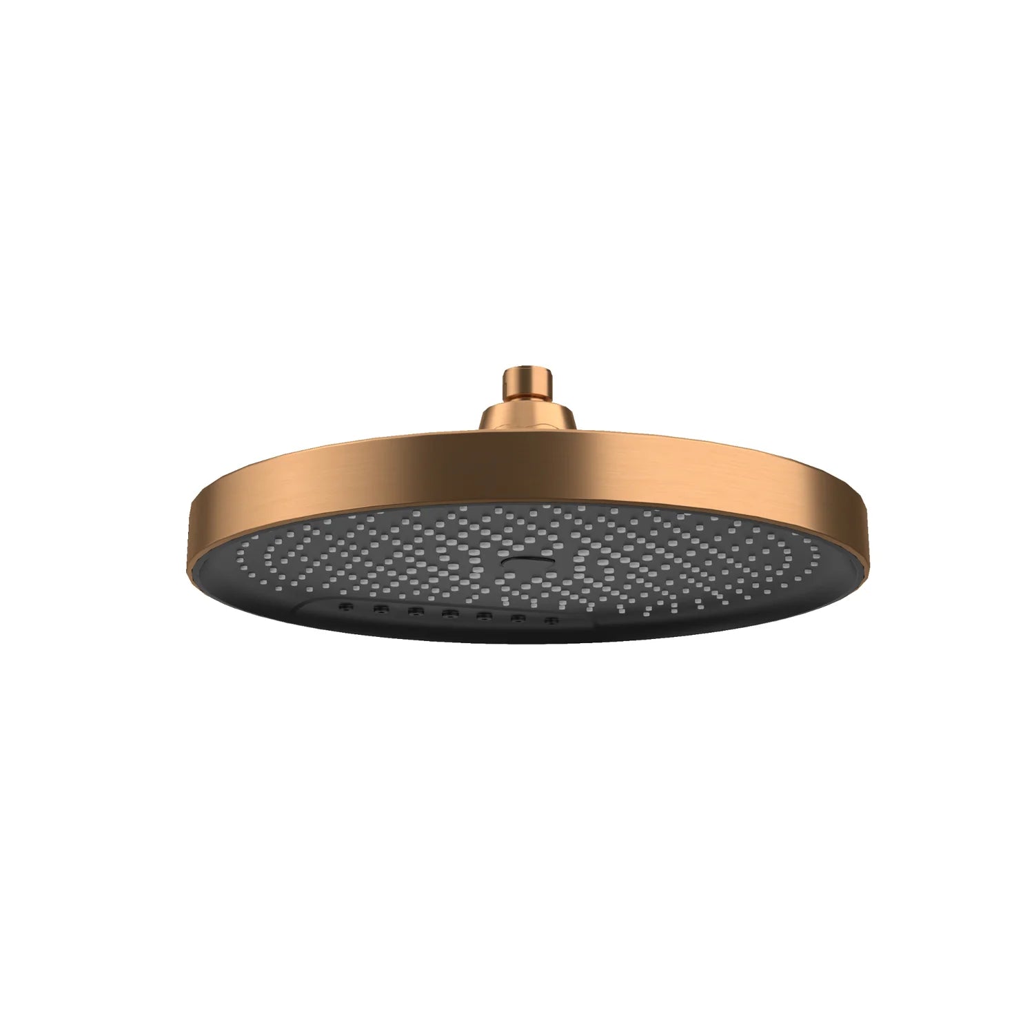 Brushed Copper AMOZA 300mm Round Shower Head Dual Mode on a white background
