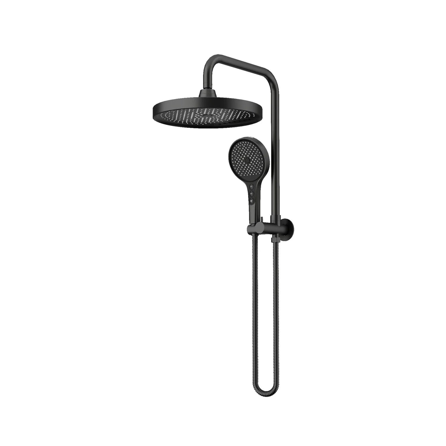 Matt Black AMOZA 300mm Twin Shower Set on a white background