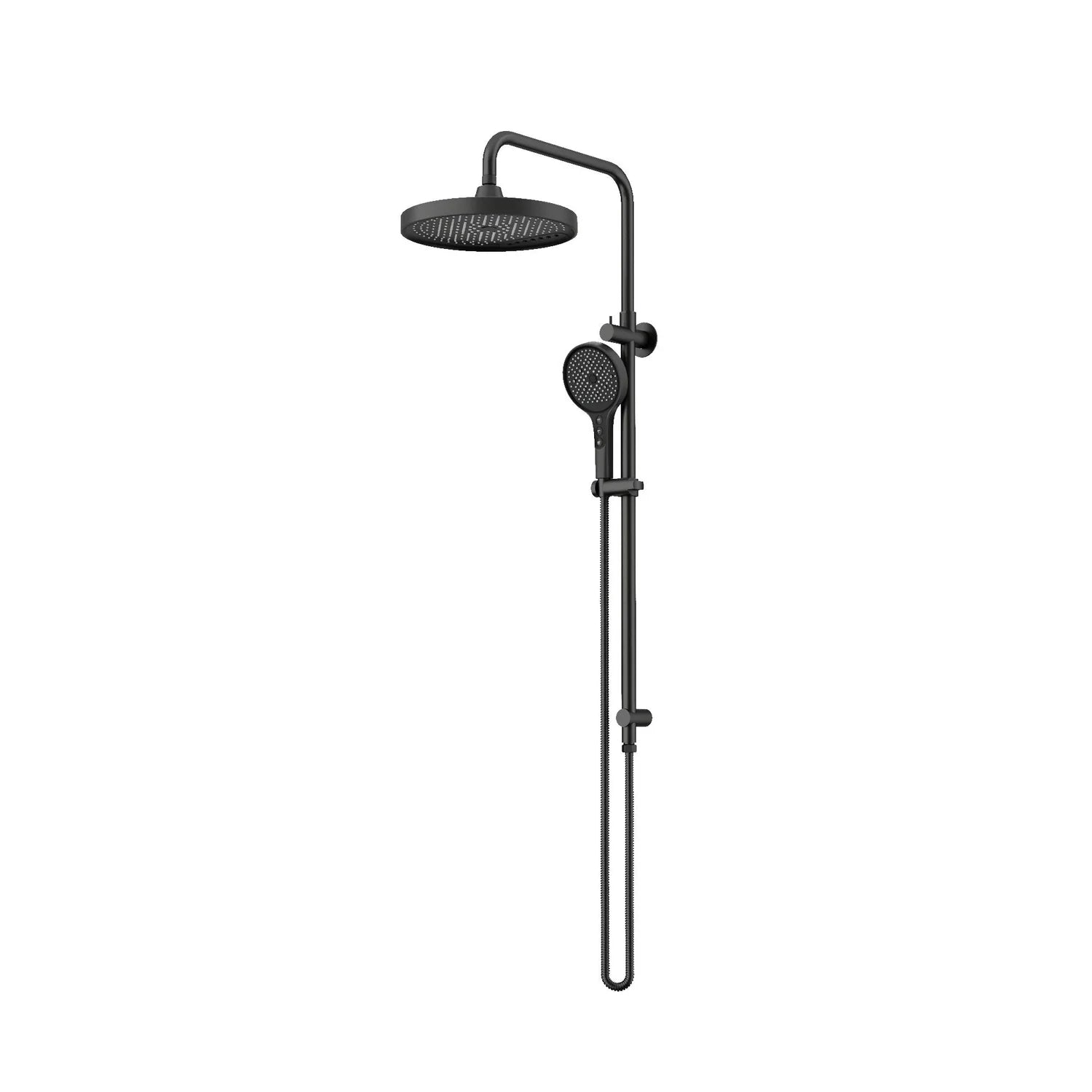 Matt Black AMOZA 300mm Wall Shower Arm & Head Set on a white background