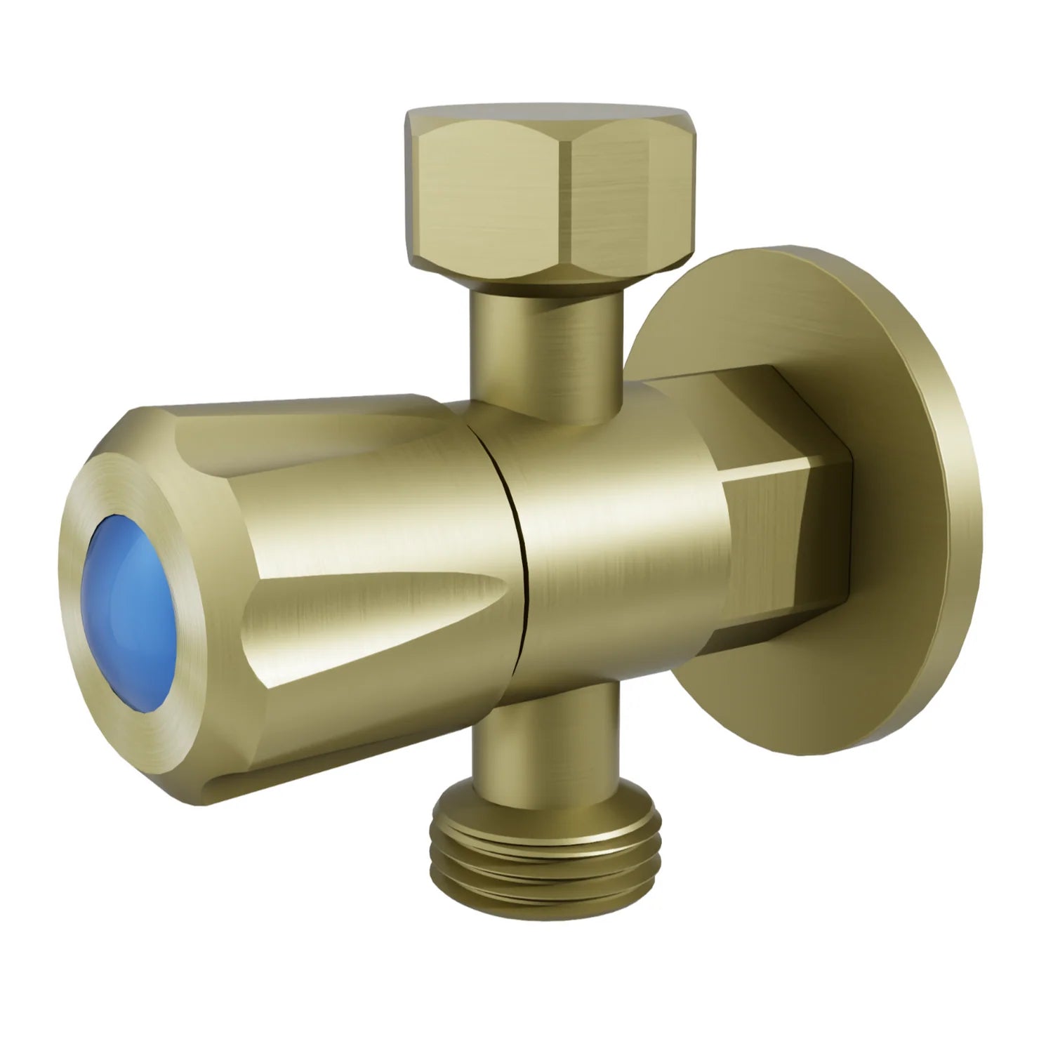 Brushed Gold AMOZA 3 Way Tap With Cover Plate on a white background