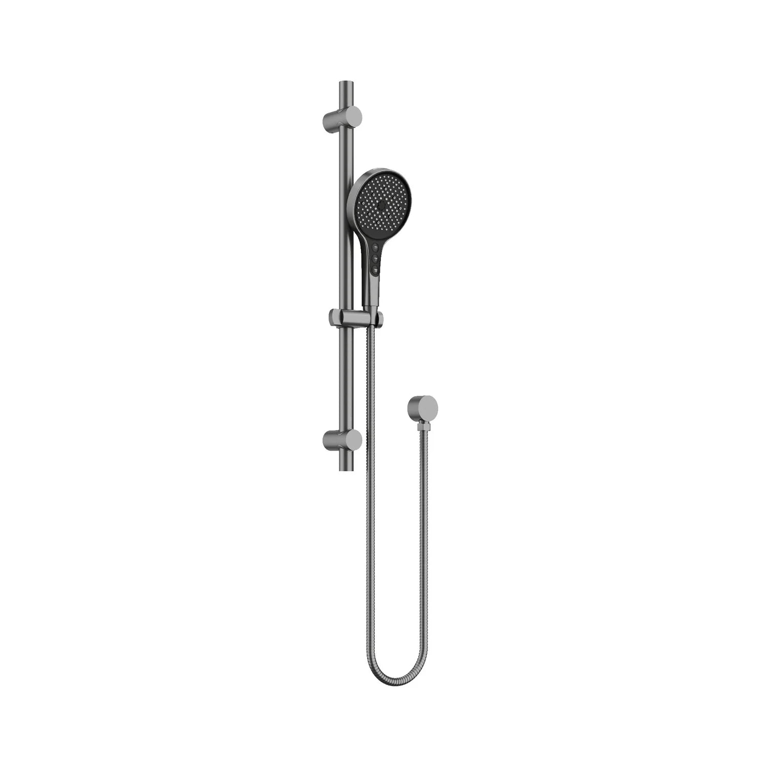 Gun Metal AMOZA Hand Shower on Rail with 5 Spray Modes on a white background