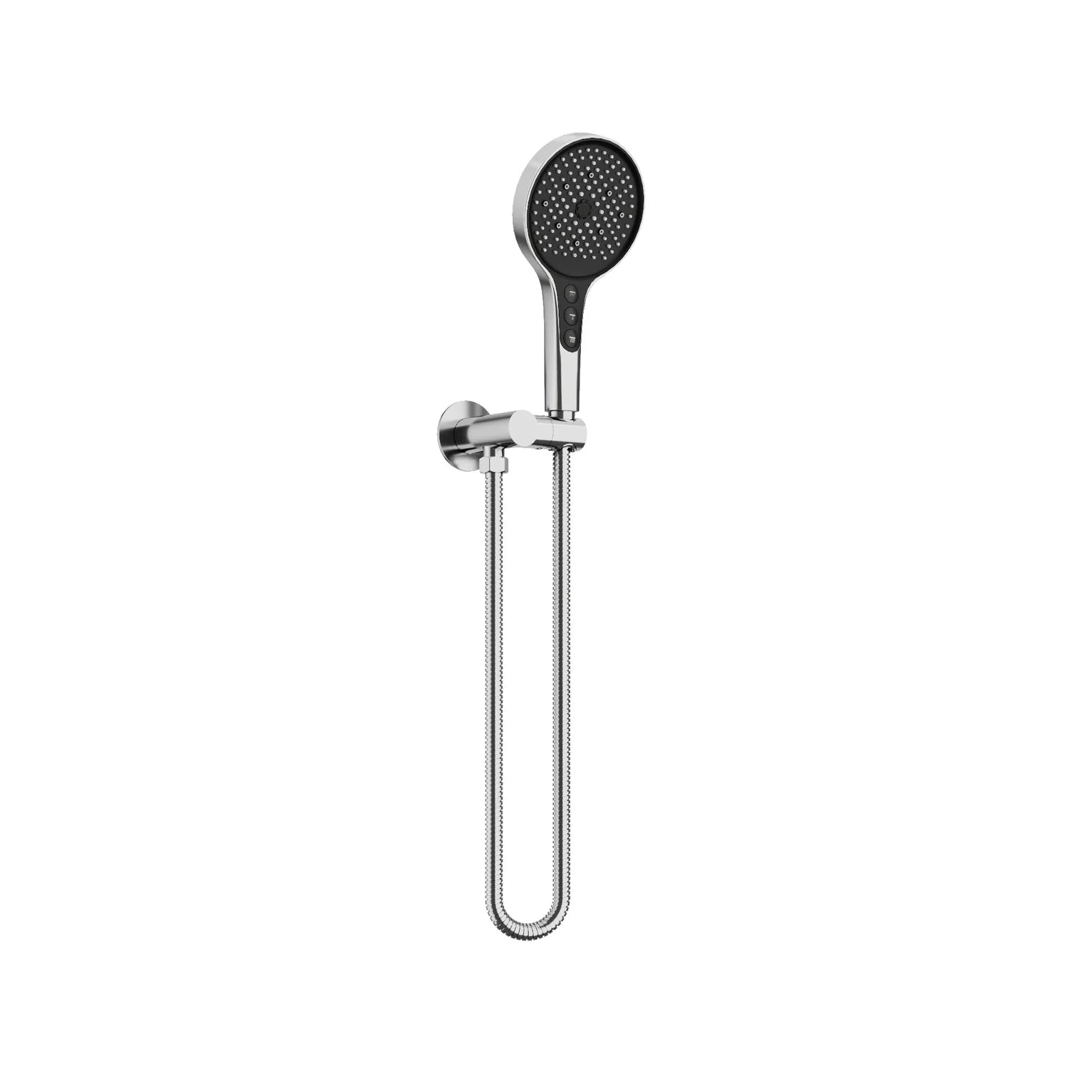 Modern chrome handheld shower head with wall bracket and flexible hose, Secasa Home bathroom accessory