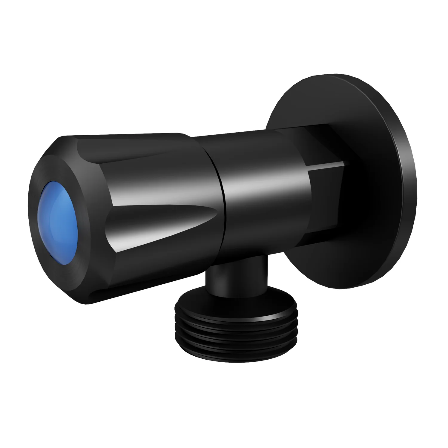 Matt Black AMOZA Mini 1/4 Turn Washing Machine Tap on a white background