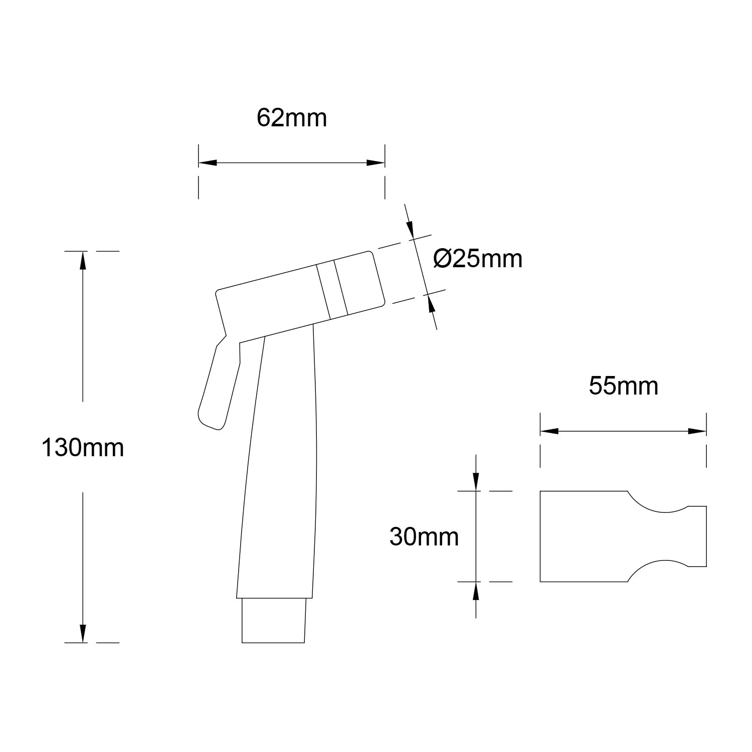 Amoza Hand Spray Set size and dimensions