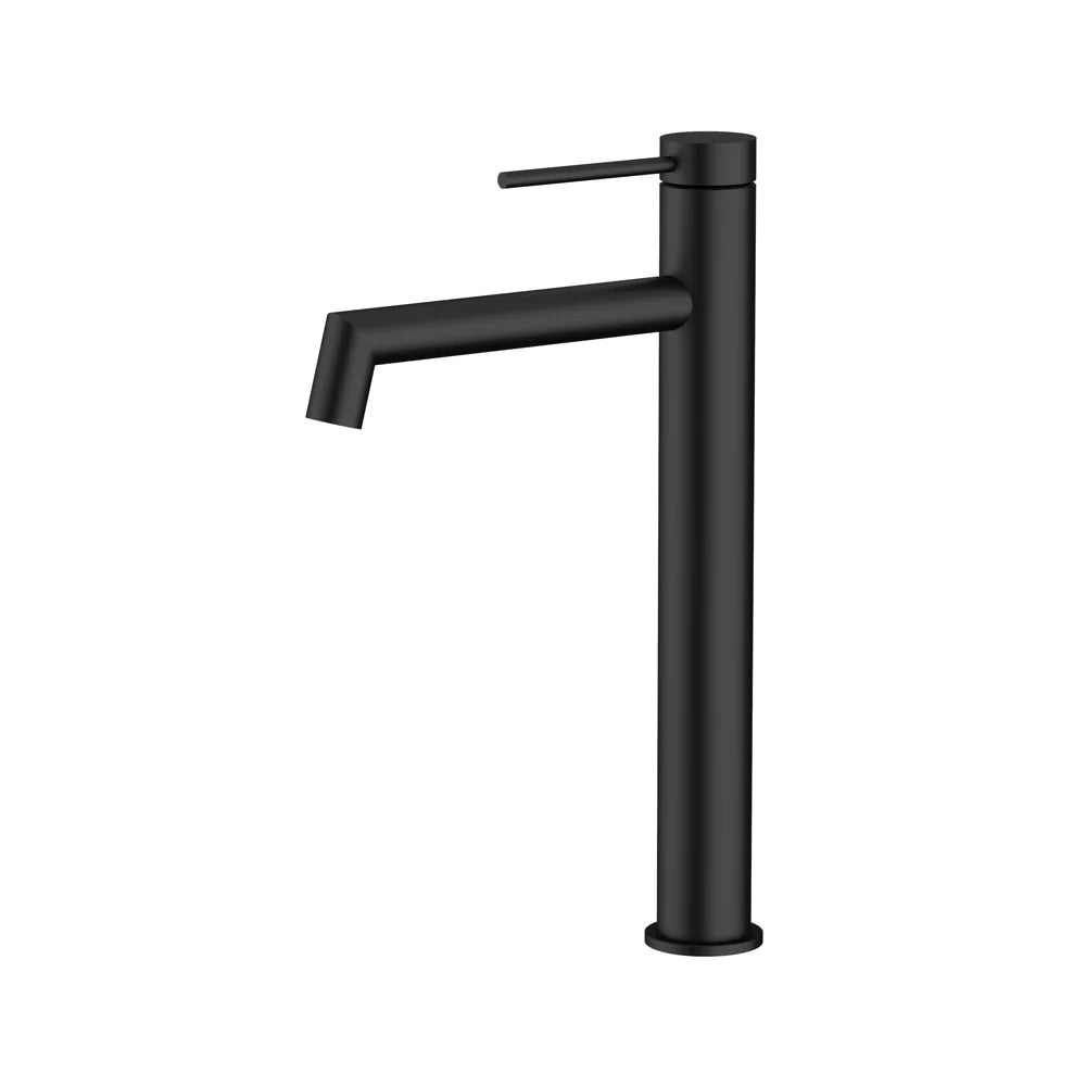 Amoza MX6104MB Matt Black 304 Stainless Steel Hi-Rise Basin Mixer for above-counter basins.