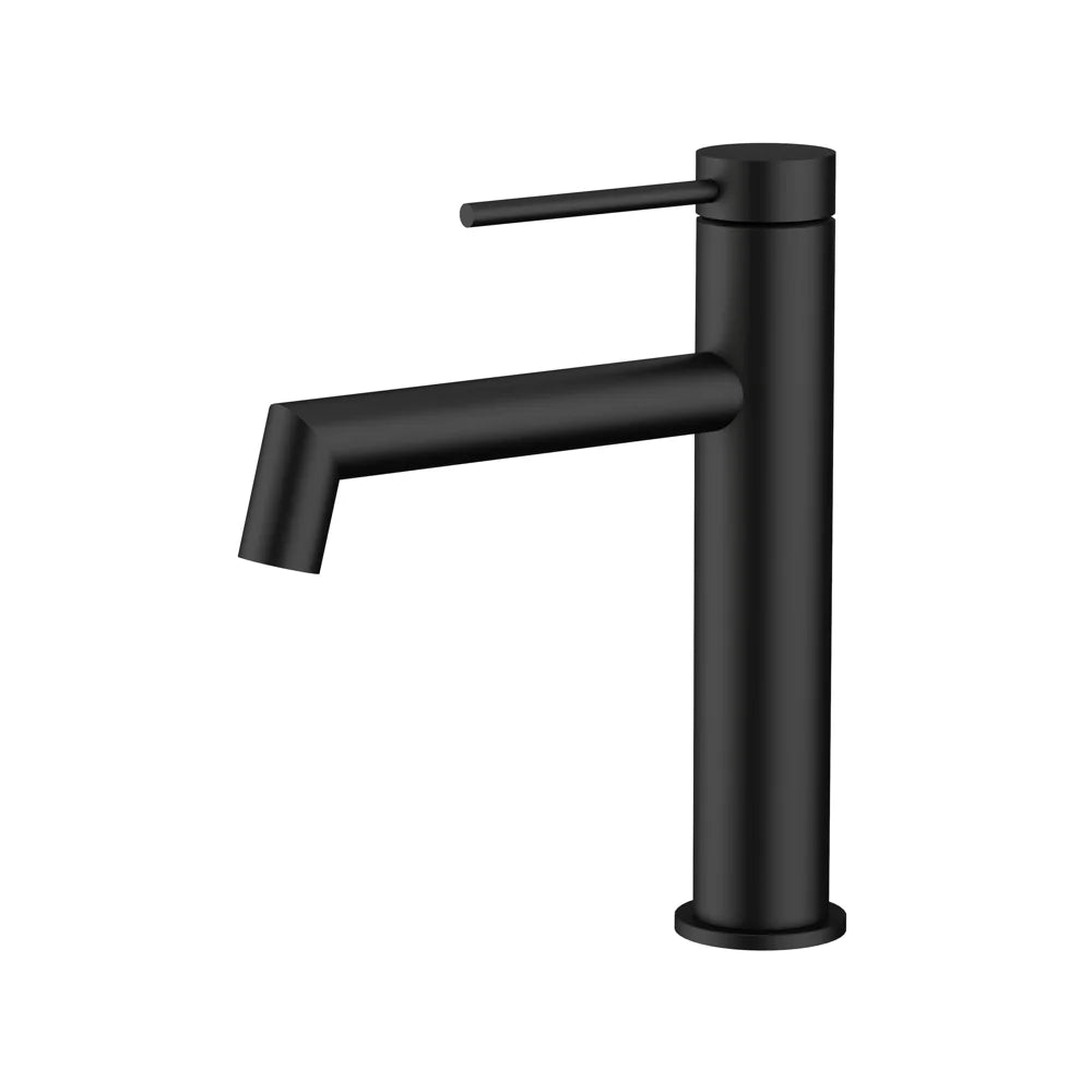 Amoza MX6105MB Matt Black 304 Stainless Steel Right Angle Basin Mixer. Lead-Free, WELS 5-Star.
