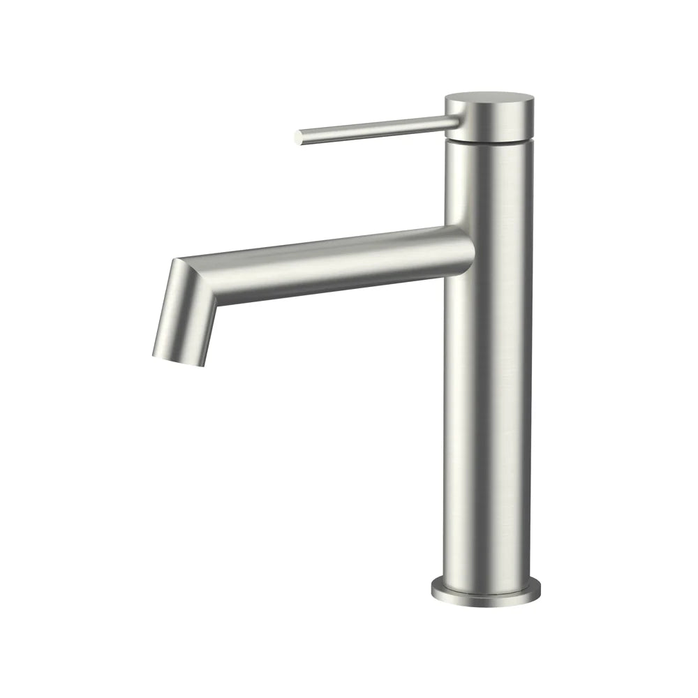 Amoza MX6105SS Brushed Stainless Steel 304 SS Right Angle Basin Mixer. Durable, corrosion-resistant, and lead-free.