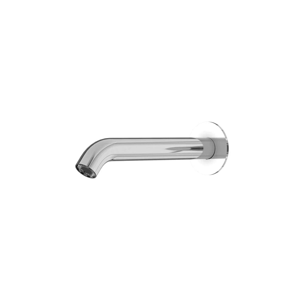 Modern chrome curved bath spout, wall mounted, 200mm, bathroom tapware by Secasa Home