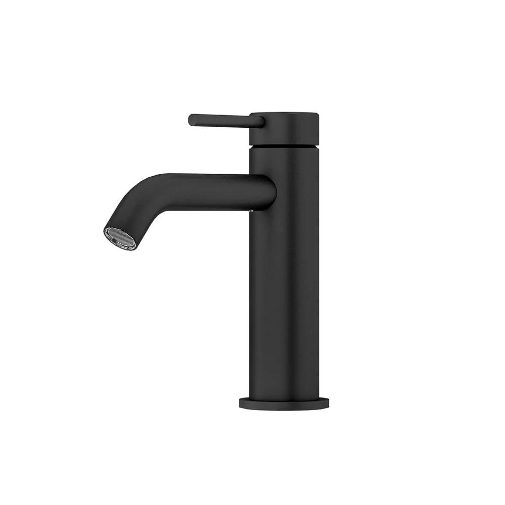 Amoza MX8675MB Matt Black 304 Stainless Steel Standard Basin Mixer with curved spout. Ideal for drop-in basins.