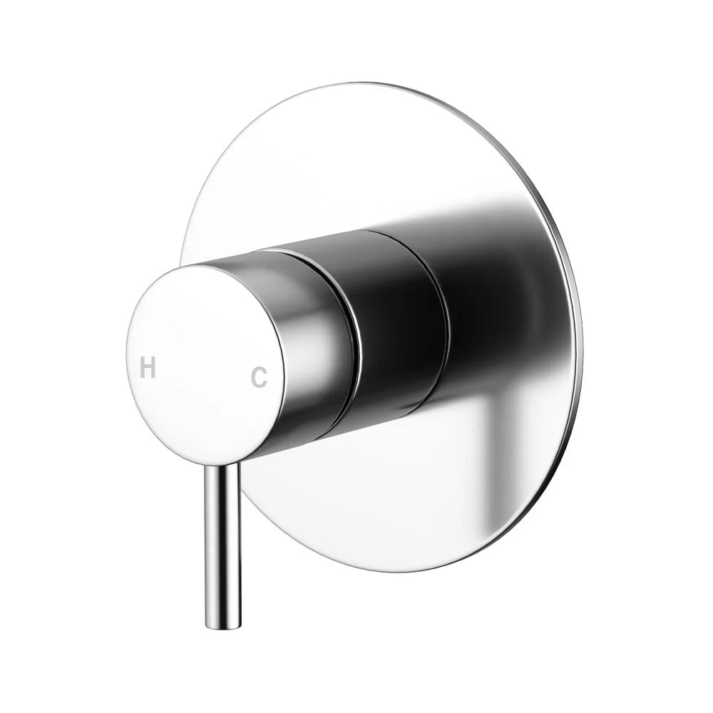 Amoza MX8678CP Polished Chrome 304 SS Wall Mixer Body. Features 50mm Pin Lever, Large 110mm Cover Plate, and Installation Box.