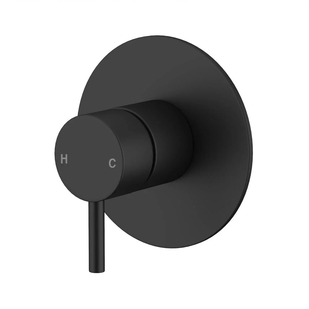 Amoza MX8678MB Matt Black 304 SS Wall Mixer Body. Features 50mm Pin Lever, Large 110mm Cover Plate, and Installation Box.