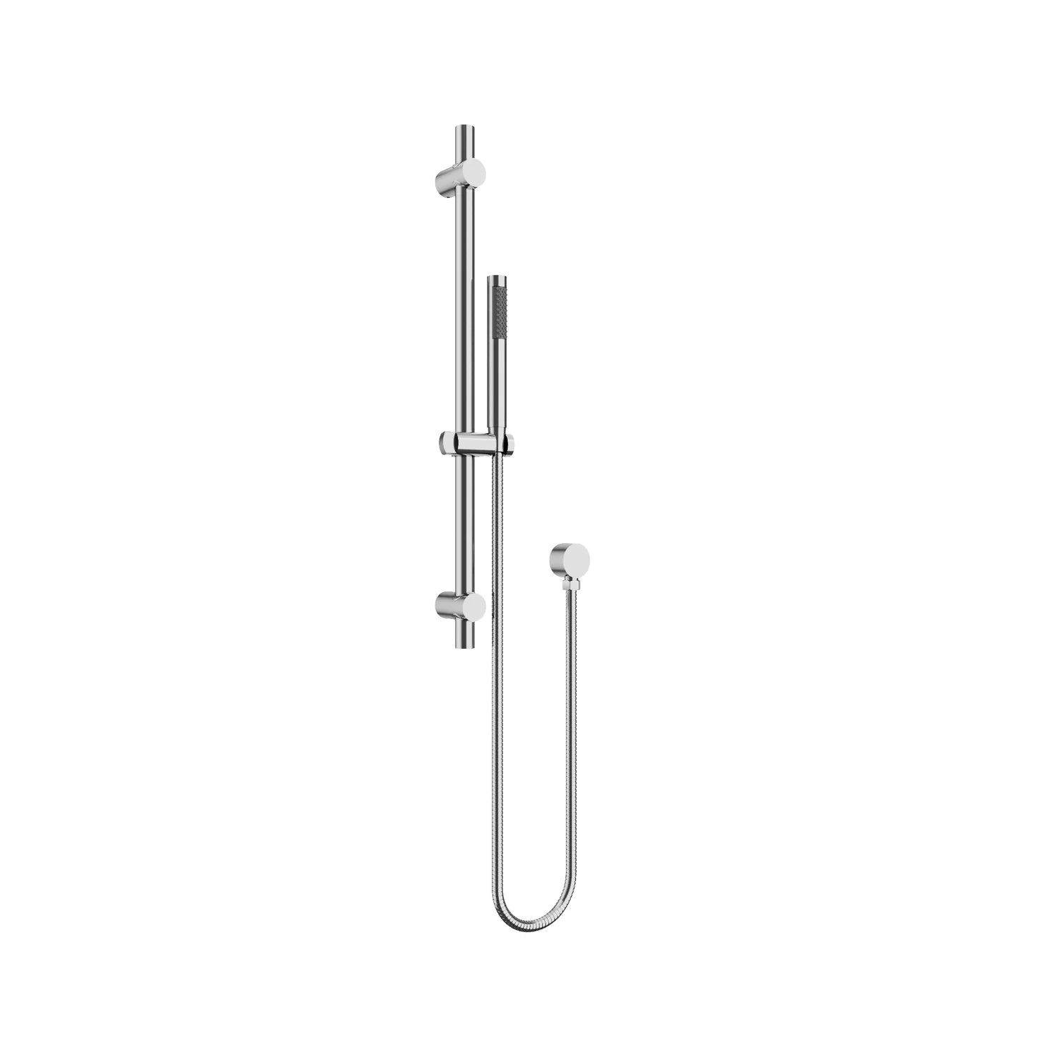 Chrome AMOZA Pencil Style Hand Shower on Rail Set Top-Side Spray on a white background