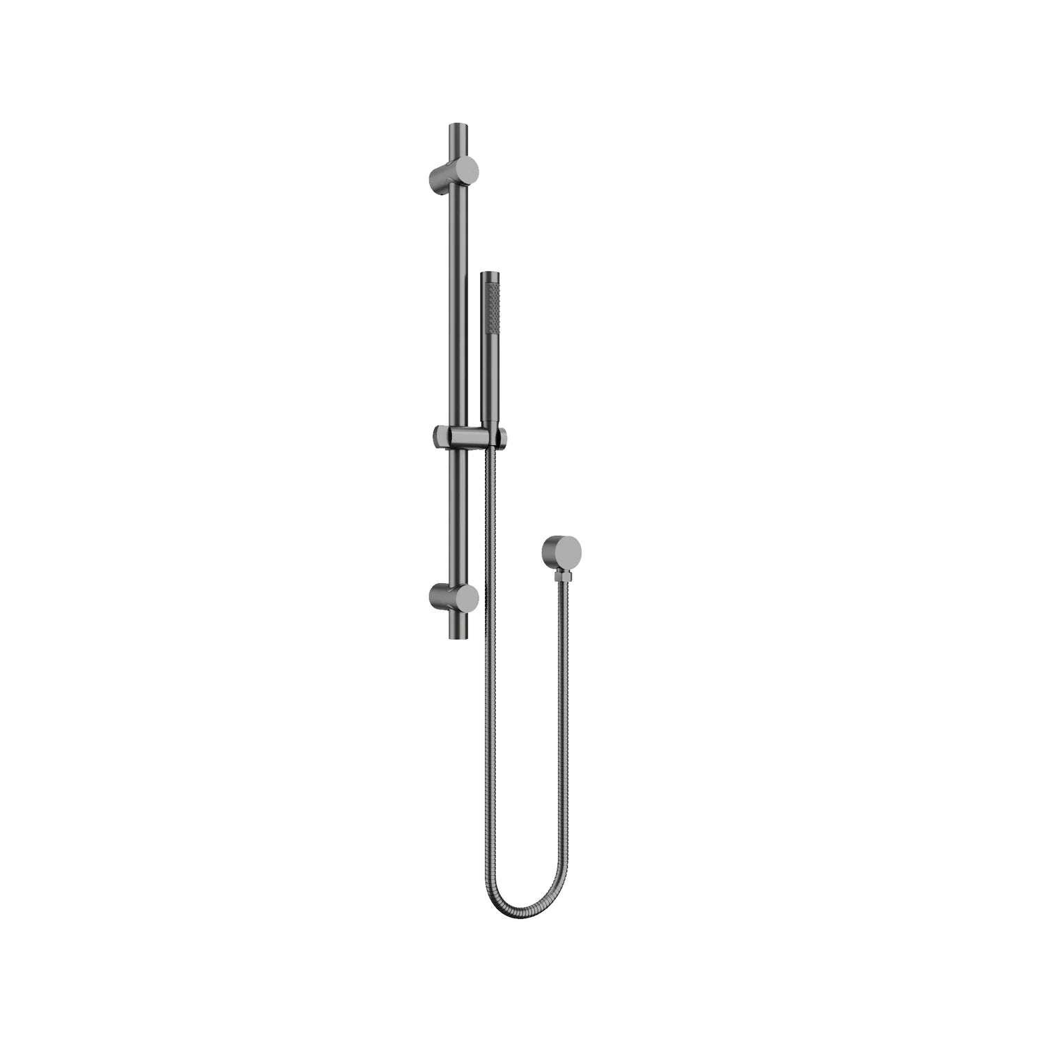 Gun Metal AMOZA Pencil Hand Shower on Rail with 5 Spray Modes on a white background