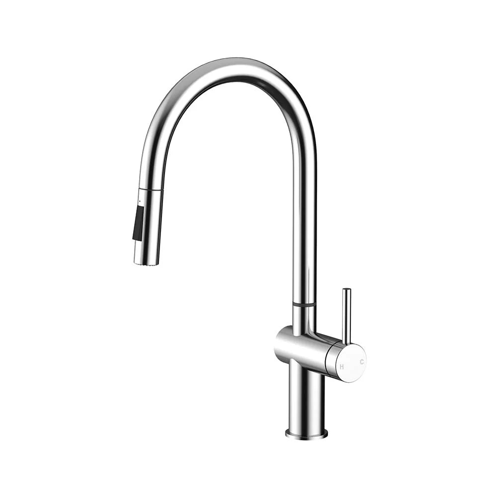 Chrome AMOZA Pull-Out Sink Mixer WELS 6 Star on a white background