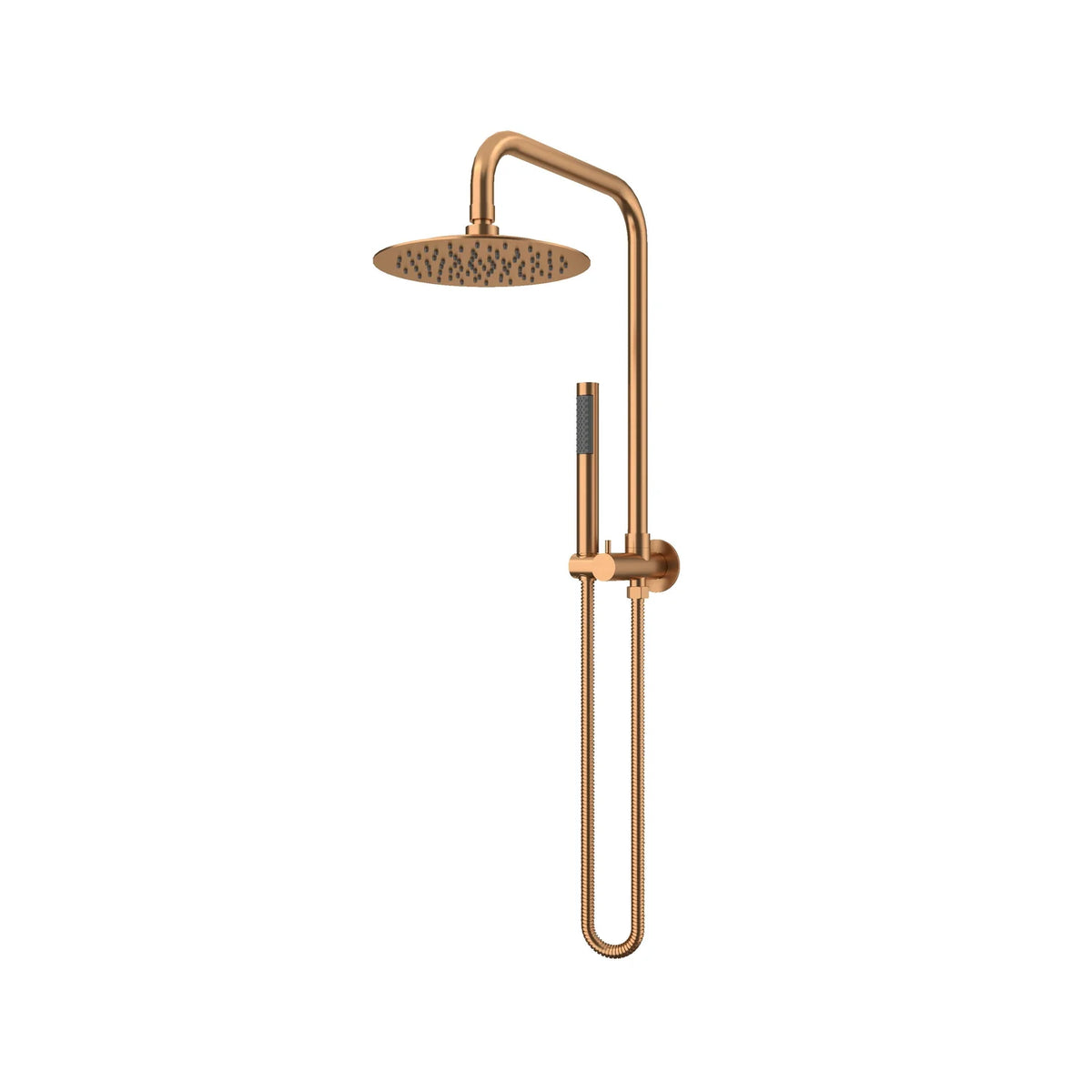 AMOZA 304 stainless steel round twin shower system with pencil hand shower in Brushed Copper finish