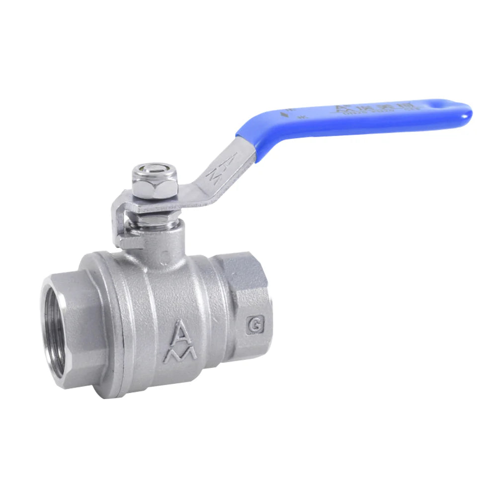 AMOZA 304 Stainless Steel F&F Ball Valve - Watermark WM22331 on a white background