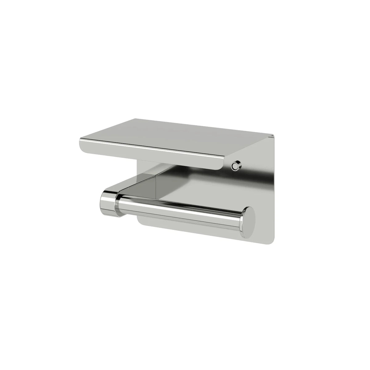 Amoza 2-in-1 Toilet Roll Holder with Shelf in Brushed Nickel finish - SKU AM-AC205BN - Rust resistant paper roll holder with phone shelf