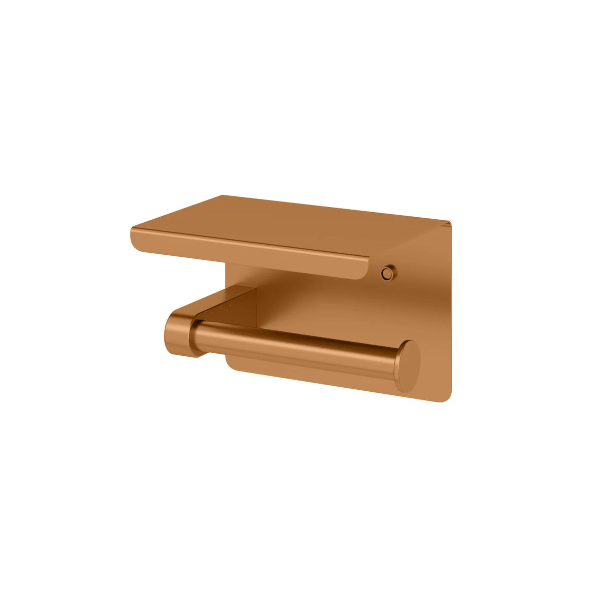 Amoza 2-in-1 Toilet Roll Holder with Shelf in Brushed Rose Gold finish - SKU AM-AC205RG - Premium metallic wall mount paper holder