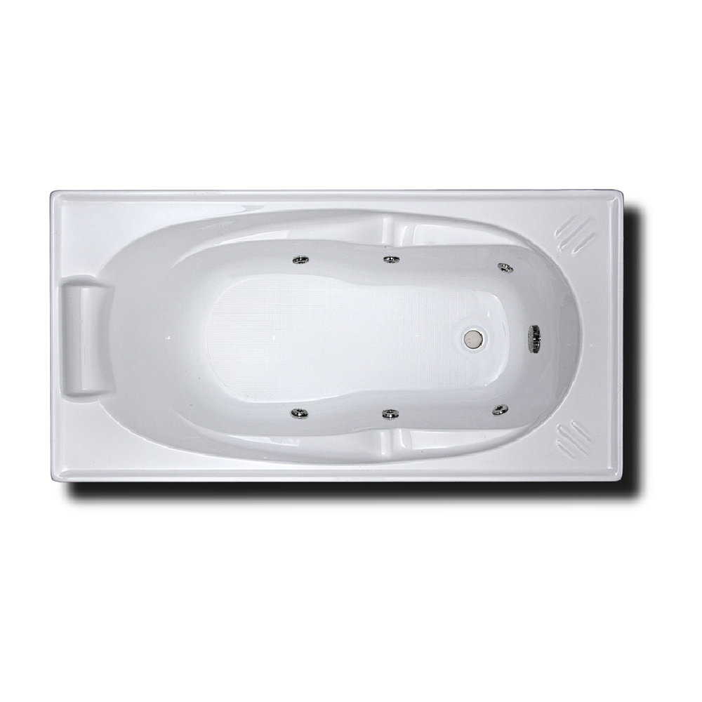 Broadway Alita 1360mm Gloss White Drop-in Rectangular Spa Bathtub with 6, 10, or 12 hydrotherapy jets.