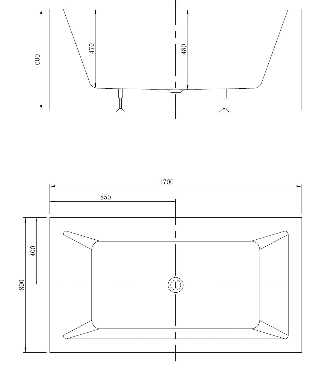 BROADWAY ATAUD Freestanding Rectangle Spa Bath – Gloss White 1500mm & 1700mm | 12-Jets