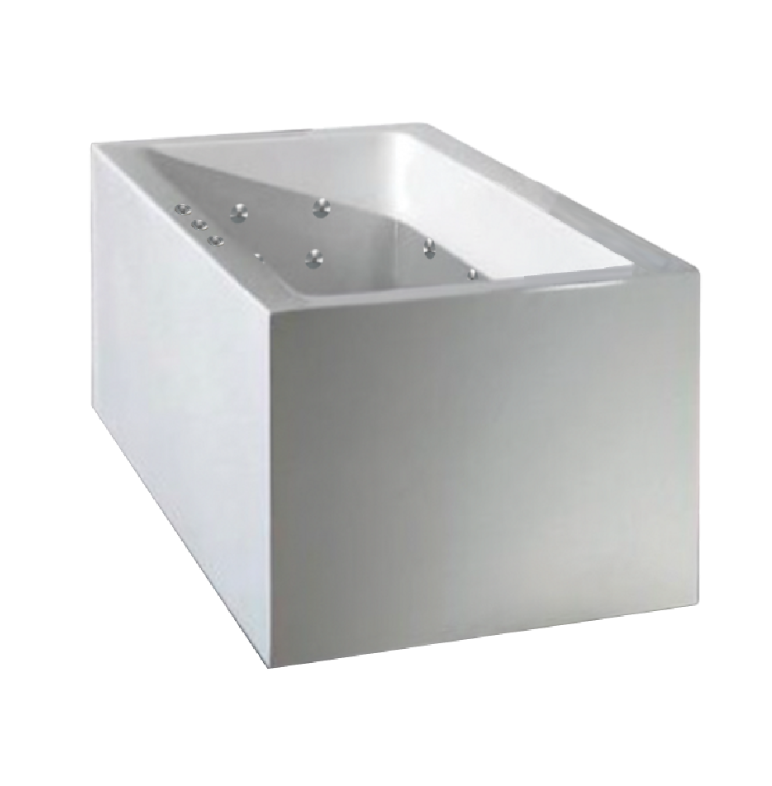 Broadway Ataud Gloss White Freestanding Rectangle Spa Bath with 12 Hydrotherapy Jets
