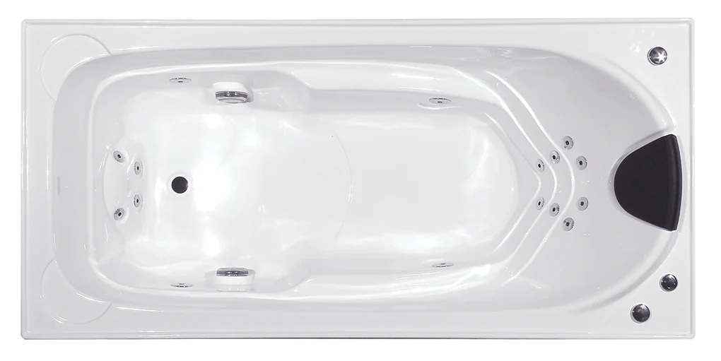 Broadway Elise Gloss White Rectangular Drop-in Spa Bathtub with 16 hydrotherapy jets.