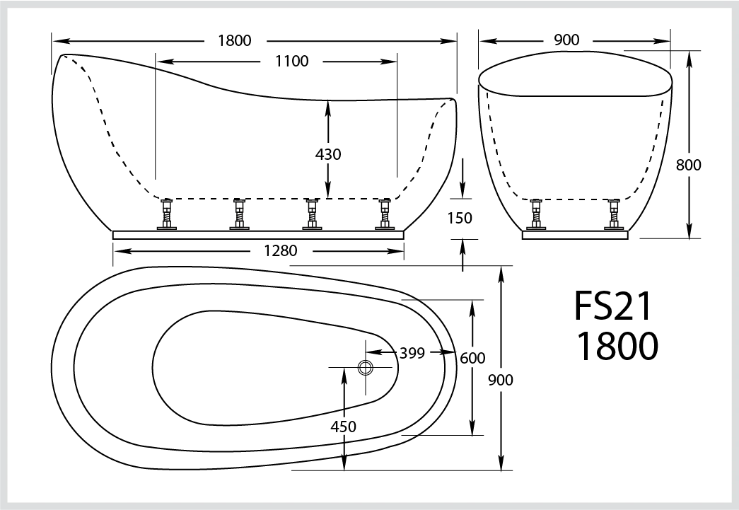 Technical drawing of a fs21-acrylic-12-jet-luxury-oval-spa-tub fixture with dimensions labeled
