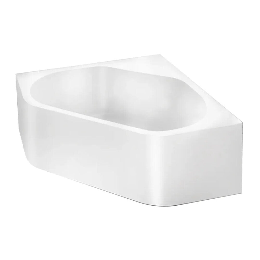 White acrylic Broadway FS53 freestanding corner bathtub full view