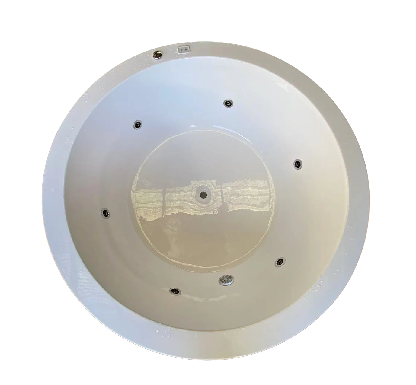 Broadway Lucena 1495mm Gloss White Round Drop-in Spa Bath with 14 hydrotherapy jets.