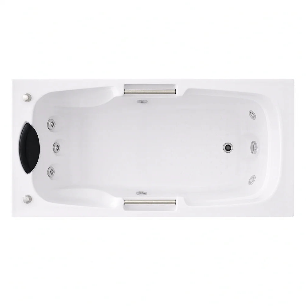Broadway Marchena 1725mm Gloss White Rectangular Drop-in Spa Bath with 7 or 11 adjustable hydrotherapy jets.