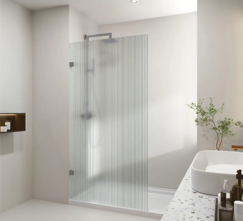 Covey Frameless Walk-In Fluted Glass Shower Screen Panel (800–1200mm)