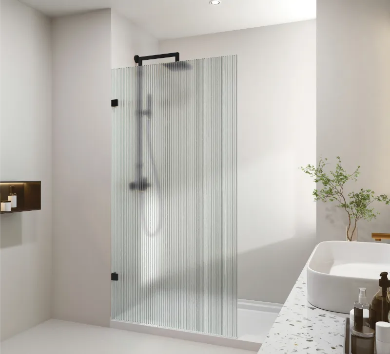 Covey Frameless Walk-In Fluted Glass Shower Screen Panel (800–1200mm)