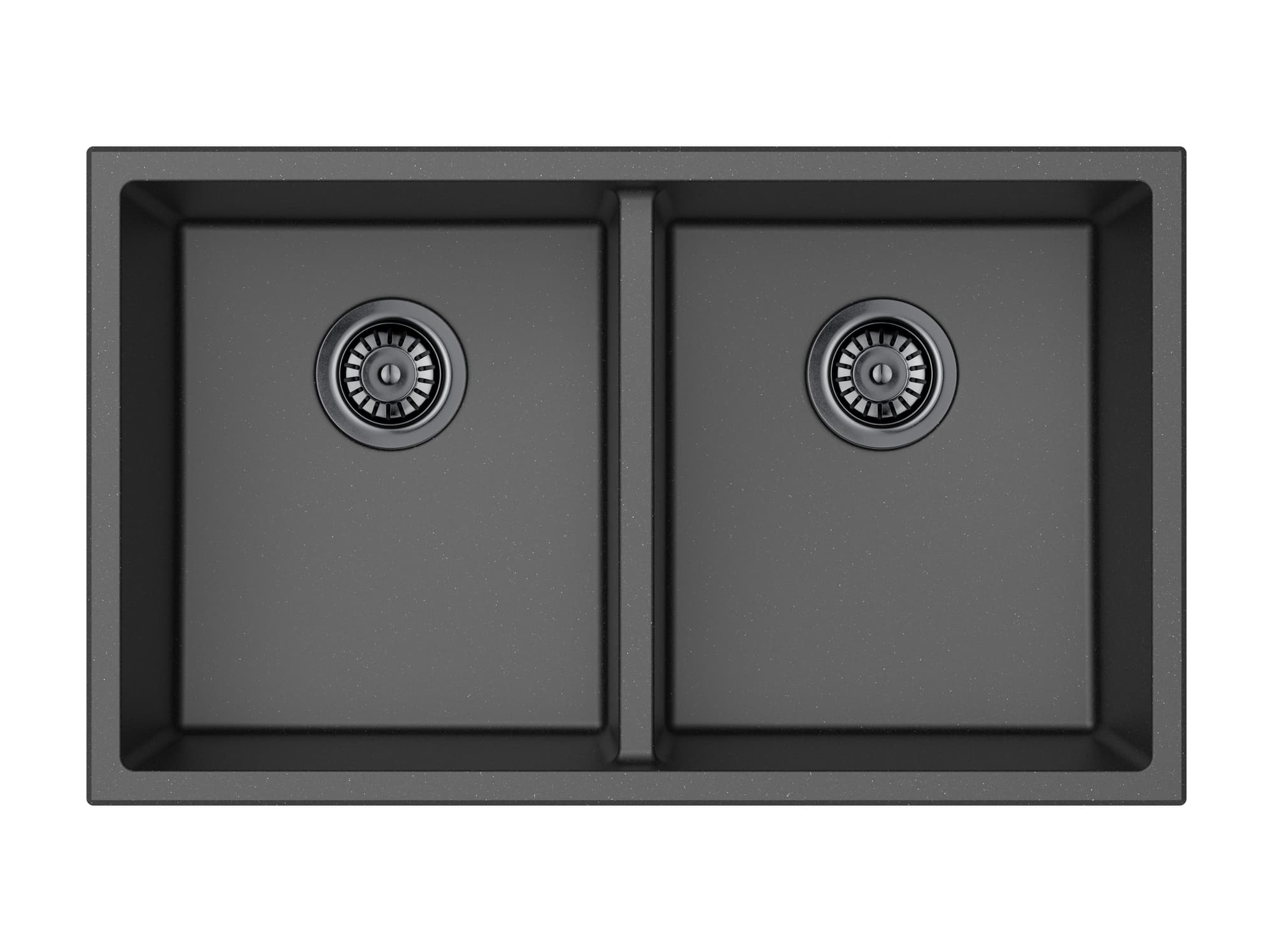 Crete Granite Double Bowl Sink 813x457x241mmmm Matte Black Topmount or Undermount