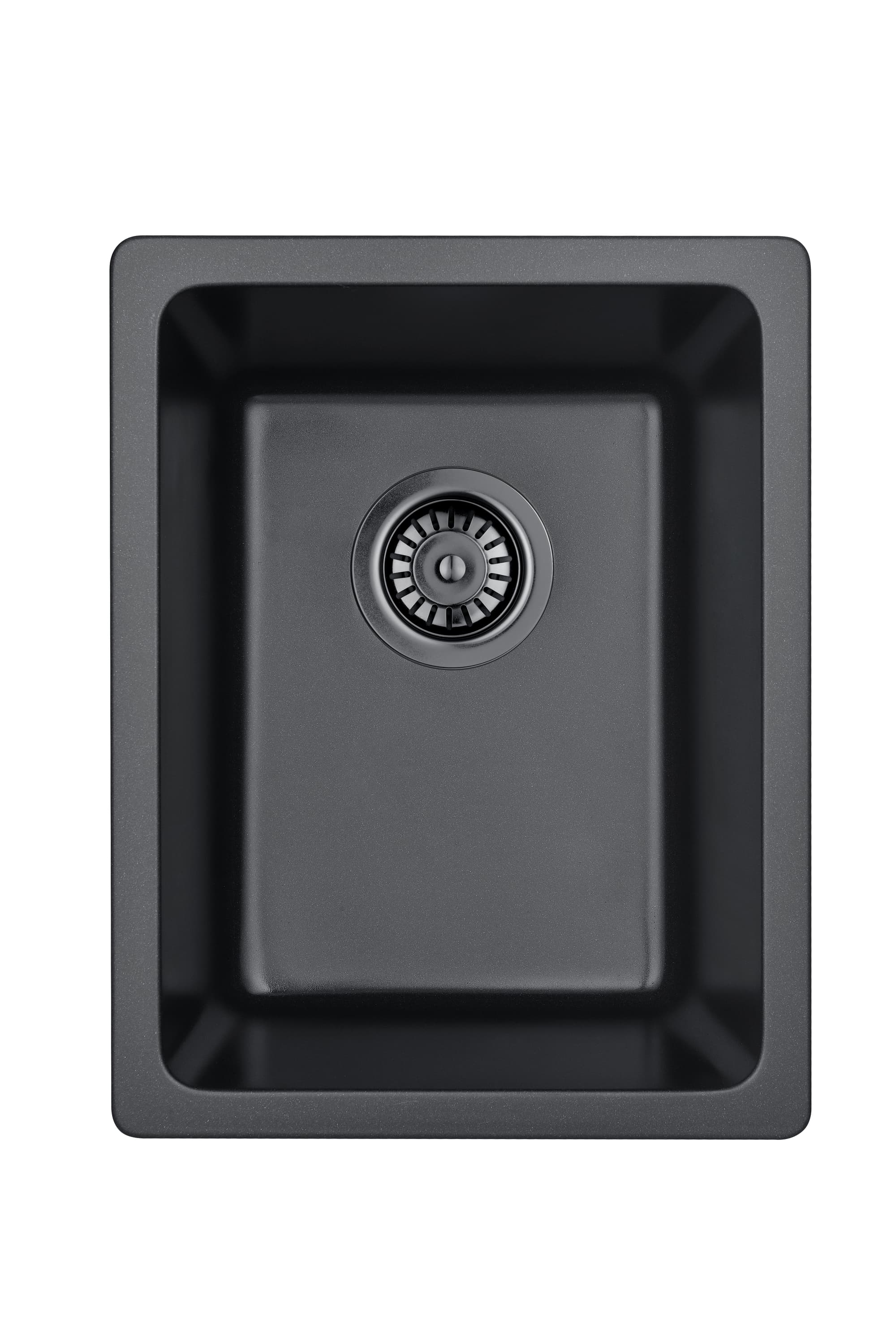Crete Granite Single Bowl Sink 350×450×235mm Matte Black with bowl size 300×400×220mm