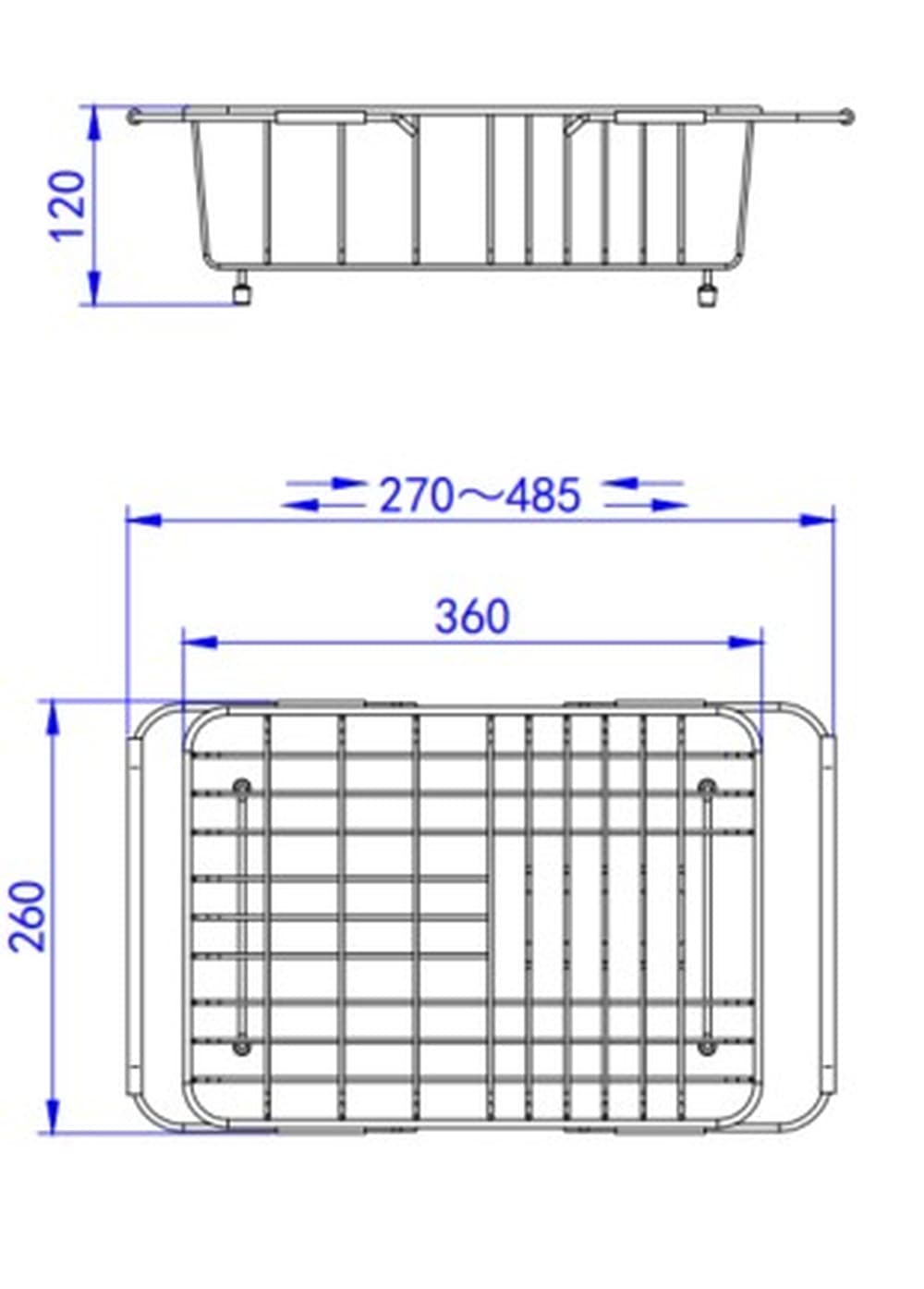 Crete Sink Basket LK-CSB12 dimension drawing – compact sink basket design