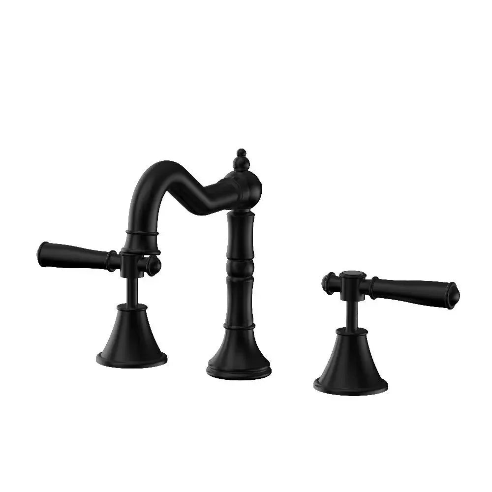Modern matte black three-piece bathroom tapware set with vintage design from Secasa Home