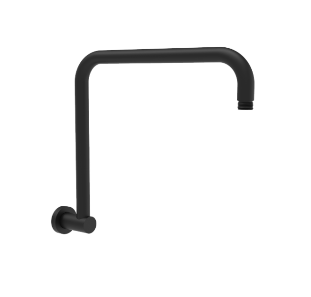 ACL Round Rectangle Curved Shower Arm  | Chrome, Gun Metal, Brushed Nickel, Matt Black, Brushed Gold