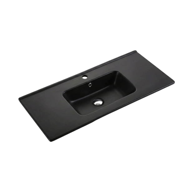 Eden 1200mm single matt black ceramic vanity top with overflow
