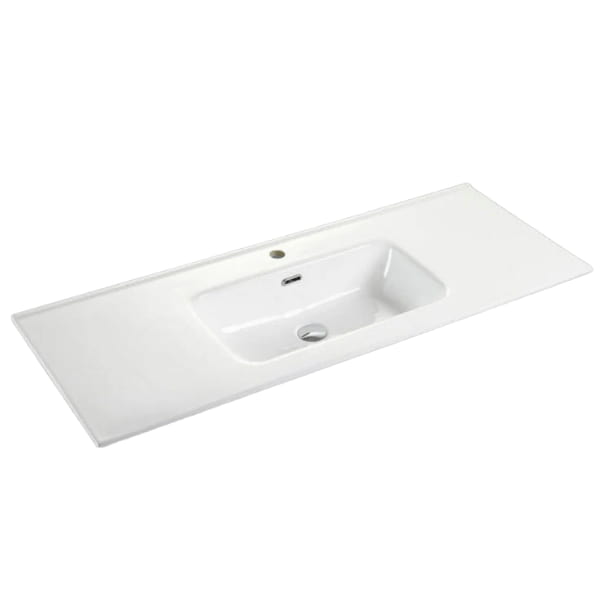 Eden 1200mm single matt white ceramic vanity top with overflow