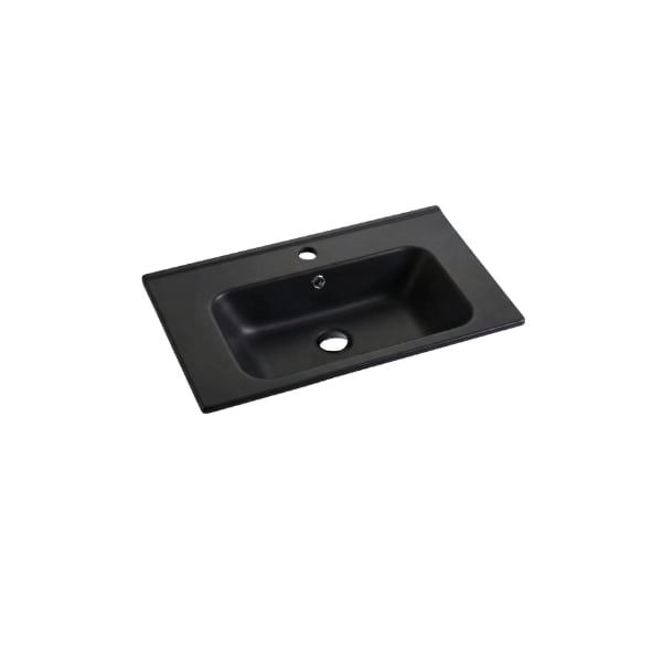 Eden 750mm single matt black ceramic vanity top with overflow