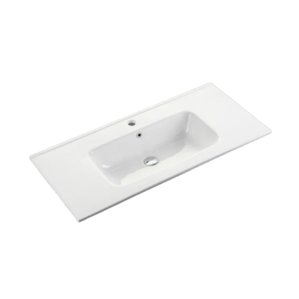 Eden 900mm single matt white ceramic vanity top with overflow