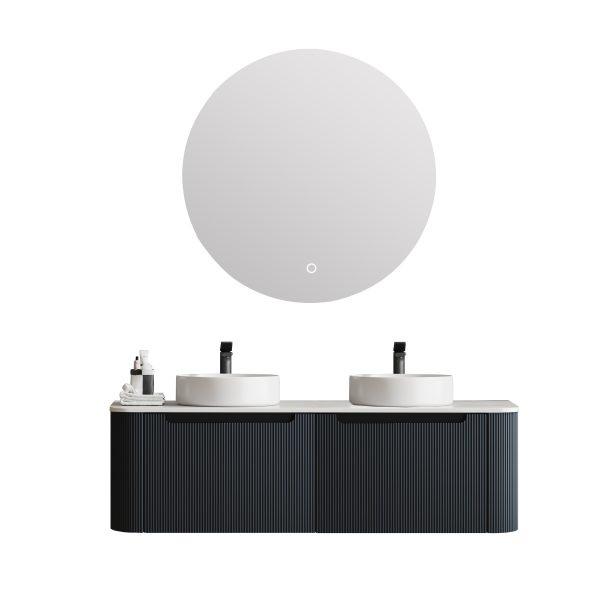 MERCIO Rome Matt Black Fluted Curved Wall-Hung Vanity 600-1500mm